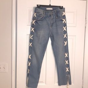 Zara TRF Lace-Up Jeans